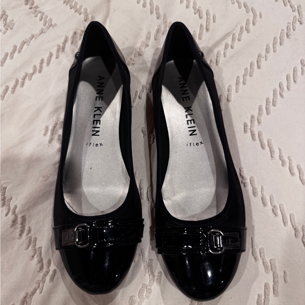 Anne Klein Black Patent Flats